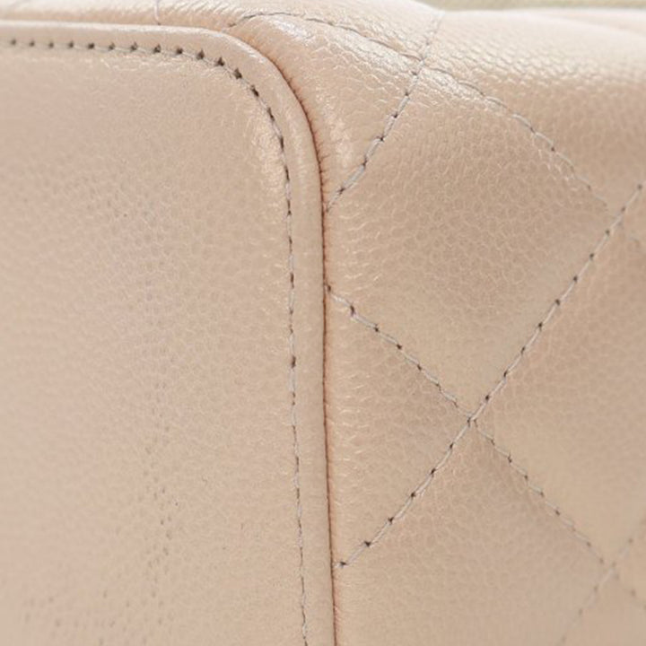 Mini Quilted Iridescent Caviar Pearl On Top Vanity Case With Chain Brown - Gaby Paris