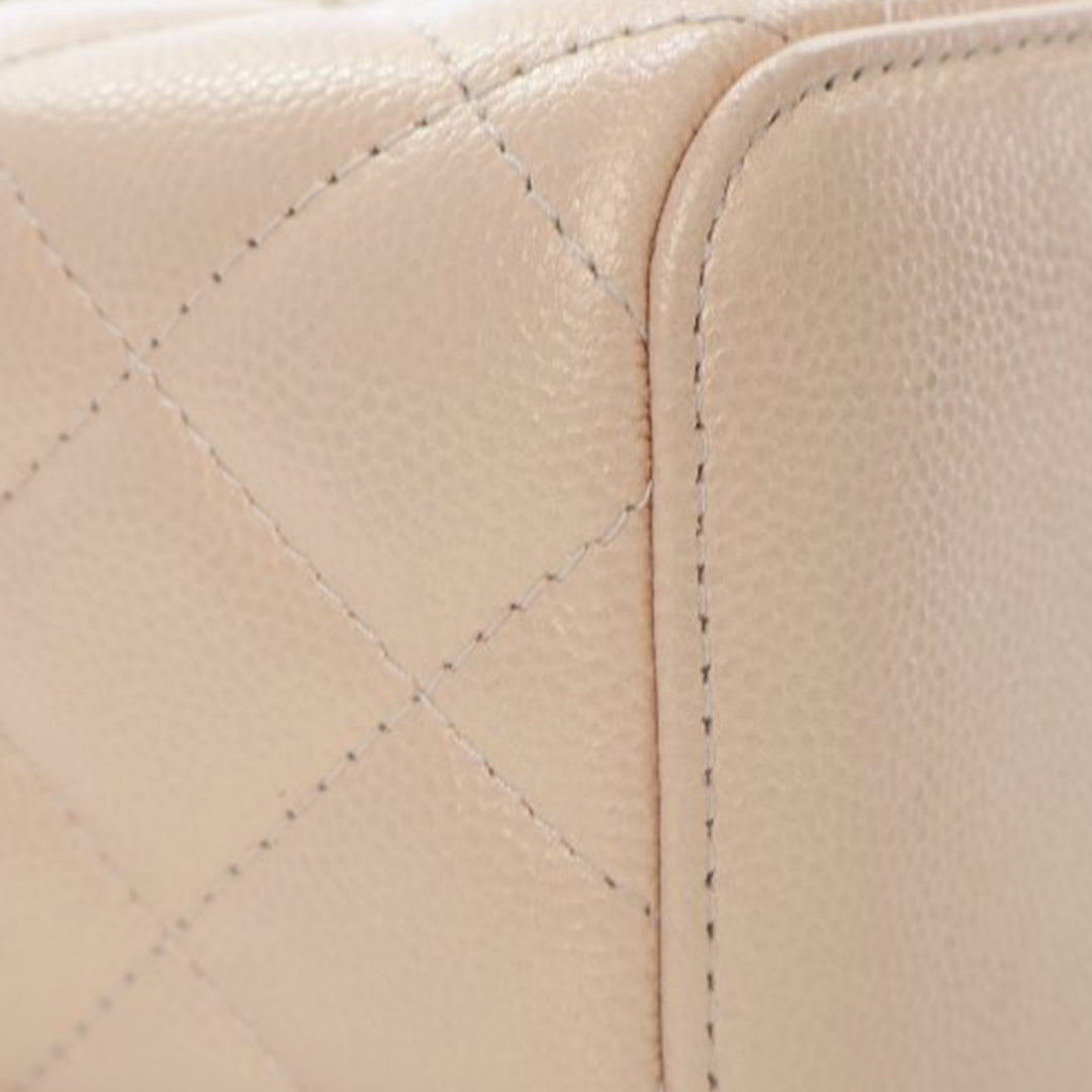 Mini Quilted Iridescent Caviar Pearl On Top Vanity Case With Chain Brown - Gaby Paris