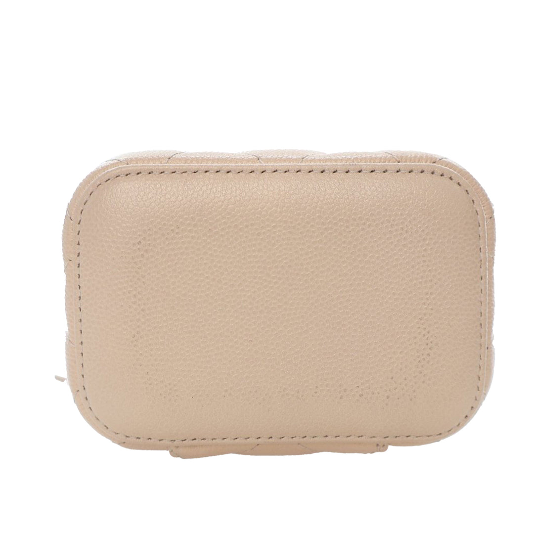 Mini Quilted Iridescent Caviar Pearl On Top Vanity Case With Chain Brown - Gaby Paris