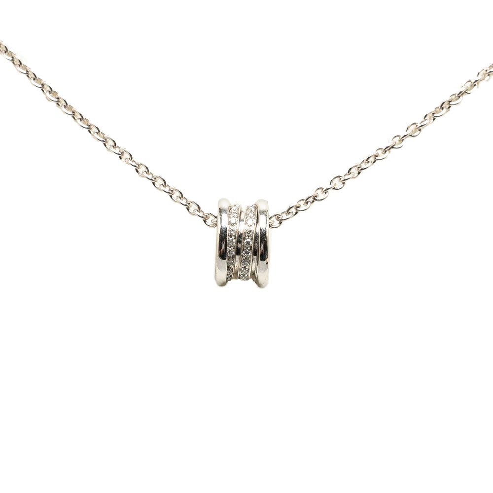 18K White Gold Diamonds B. Zero1 Pendant Necklace Silver - Gaby Paris