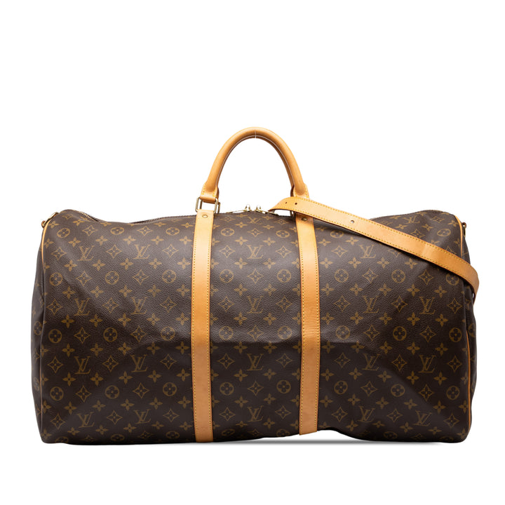 Louis Vuitton Sac de voyage Keepall Bandouliere 60 Monogram Marron – vue principale – GABY PARIS