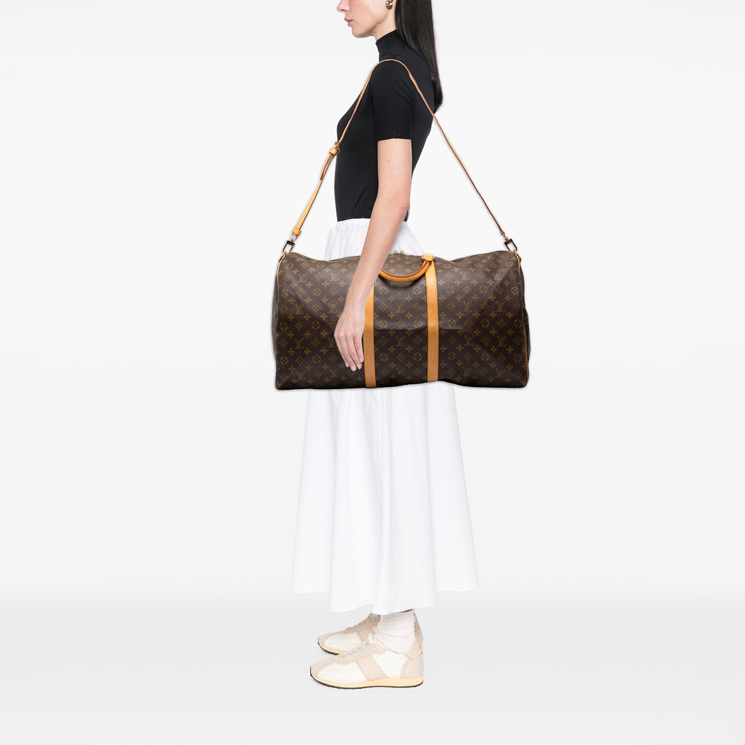 Louis Vuitton Sac de voyage Keepall Bandouliere 60 Monogram Marron – vue 6 – GABY PARIS