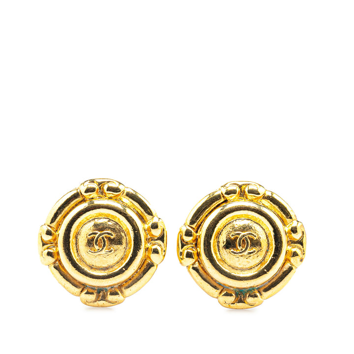 Gold Plated CC Clip On Earrings Gold - Gaby Paris