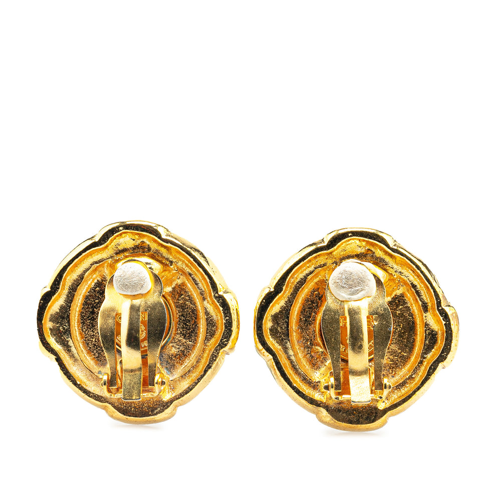 Gold Plated CC Clip On Earrings Gold - Gaby Paris