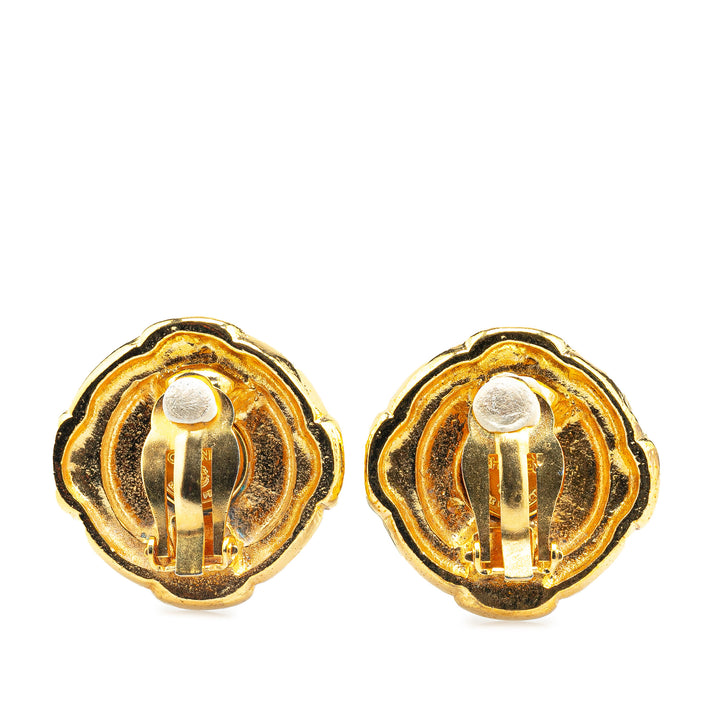 Gold Plated CC Clip On Earrings Gold - Gaby Paris