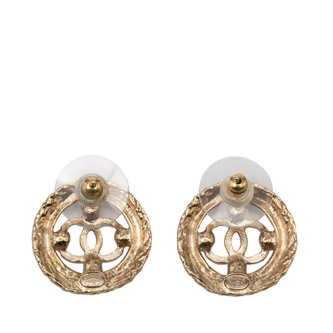Chanel CC plaqué Perles fantaisie Rond Boucle d’oreilles