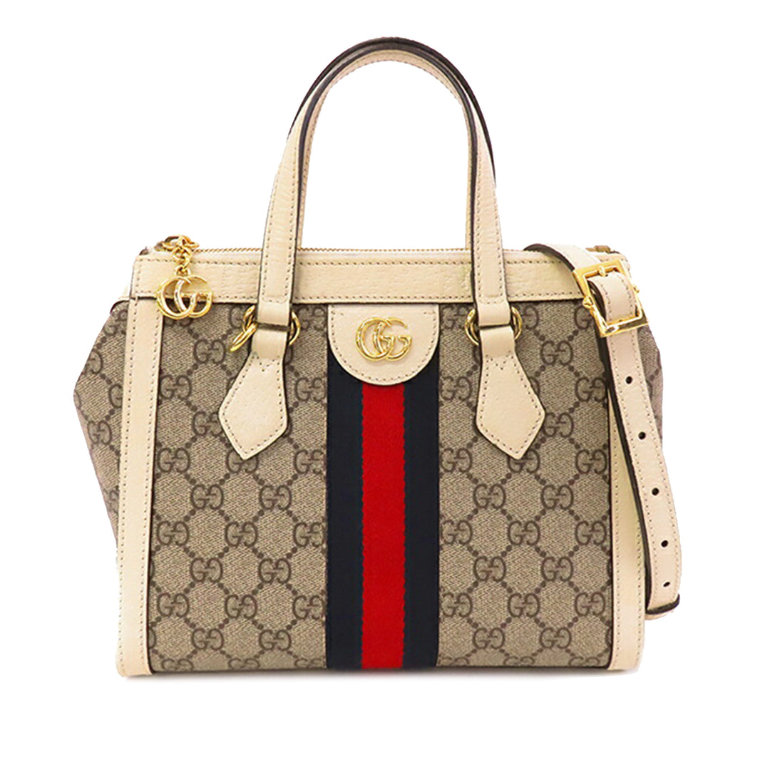 Gucci Small GG Supreme Ophidia Satchel Brown - GABY PARIS