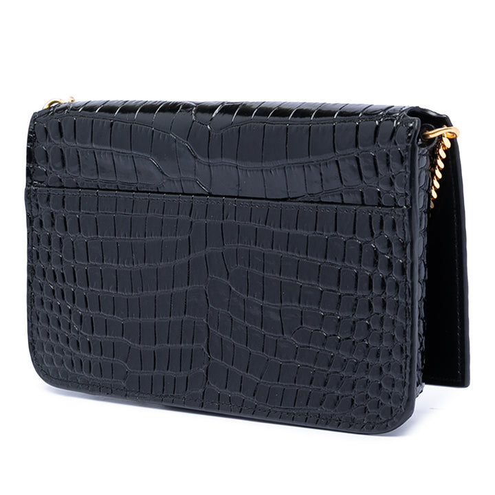 Saint Laurent Croc embossé Cuir Cassandre Phone Holder