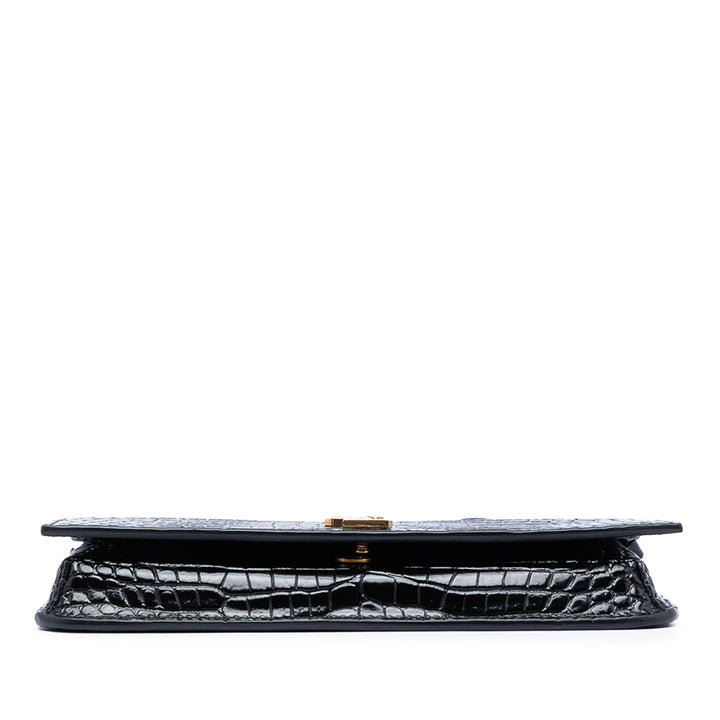 Saint Laurent Croc embossé Cuir Cassandre Phone Holder