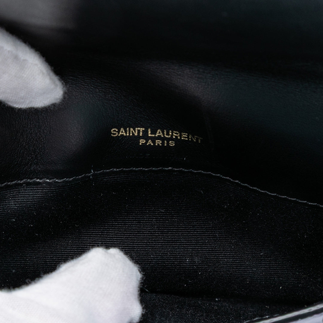 Saint Laurent Croc embossé Cuir Cassandre Phone Holder