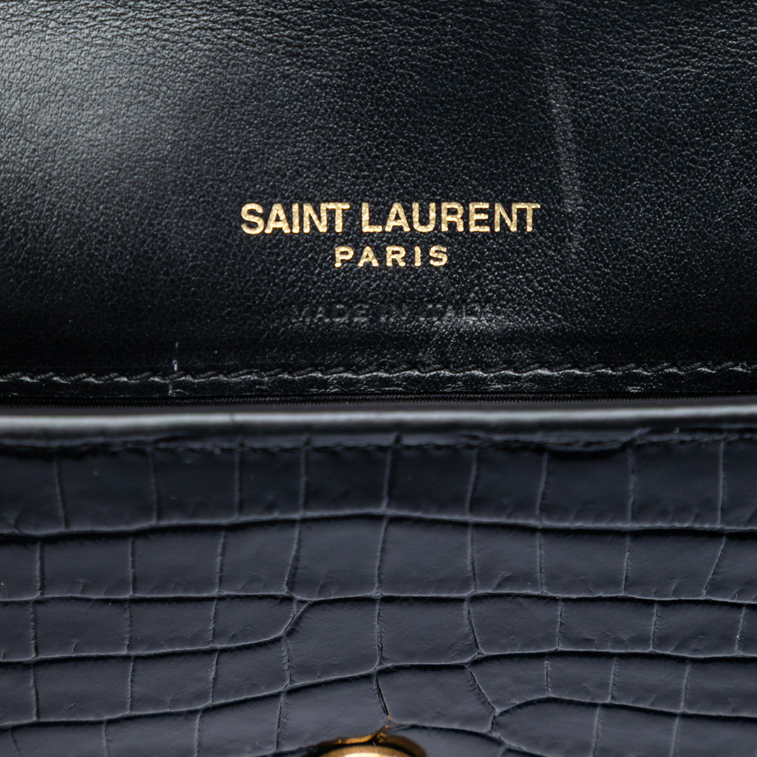 Saint Laurent Croc embossé Cuir Cassandre Phone Holder