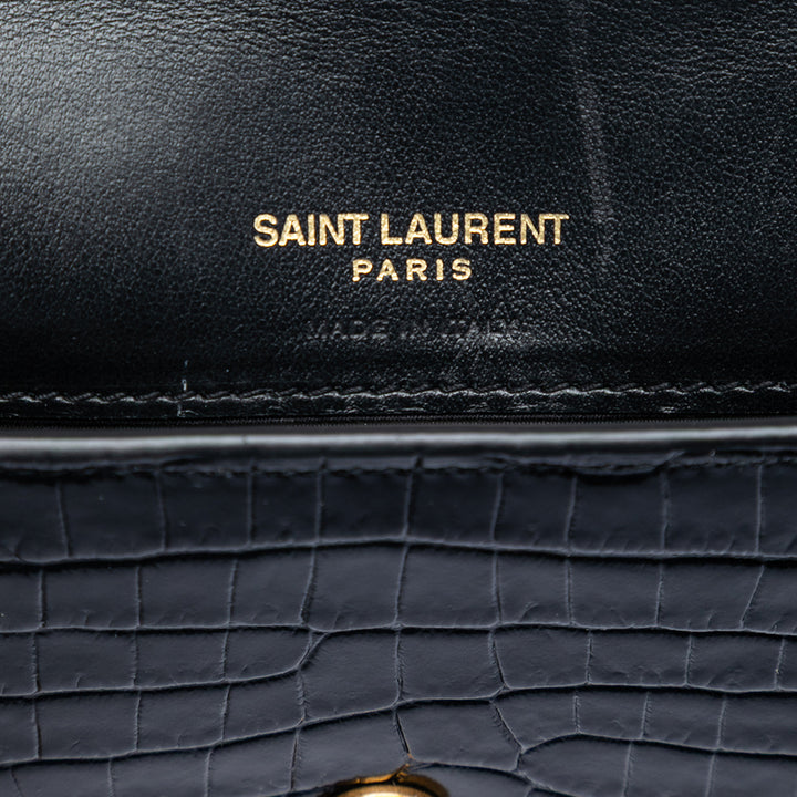 Saint Laurent Croc embossé Cuir Cassandre Phone Holder