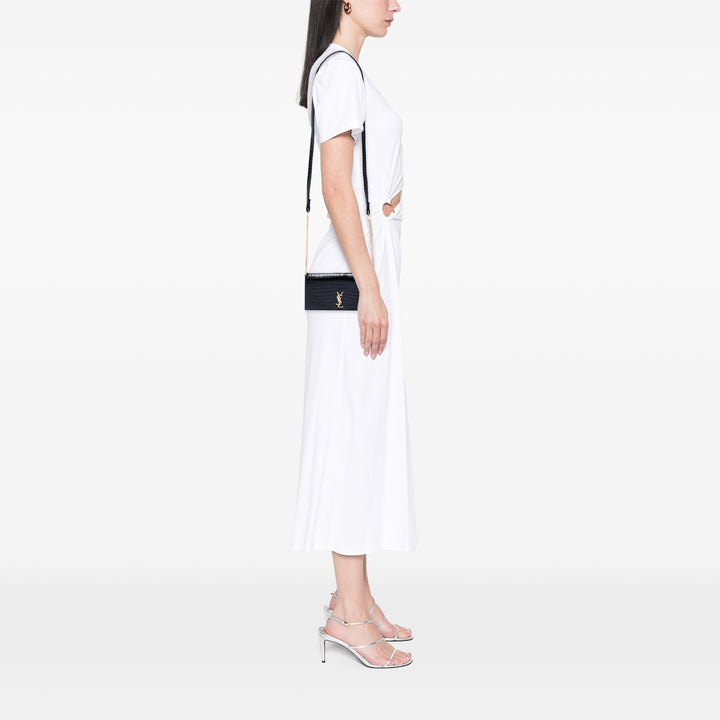 Saint Laurent Croc embossé Cuir Cassandre Phone Holder