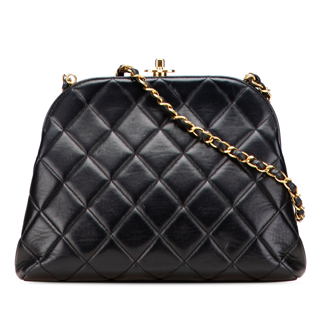 Quilted Lambskin Frame Chain Crossbody Black - Gaby Paris