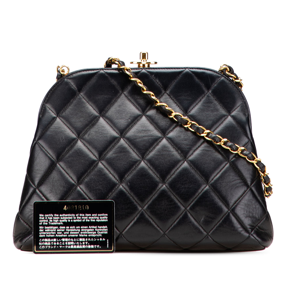 Quilted Lambskin Frame Chain Crossbody Black - Gaby Paris
