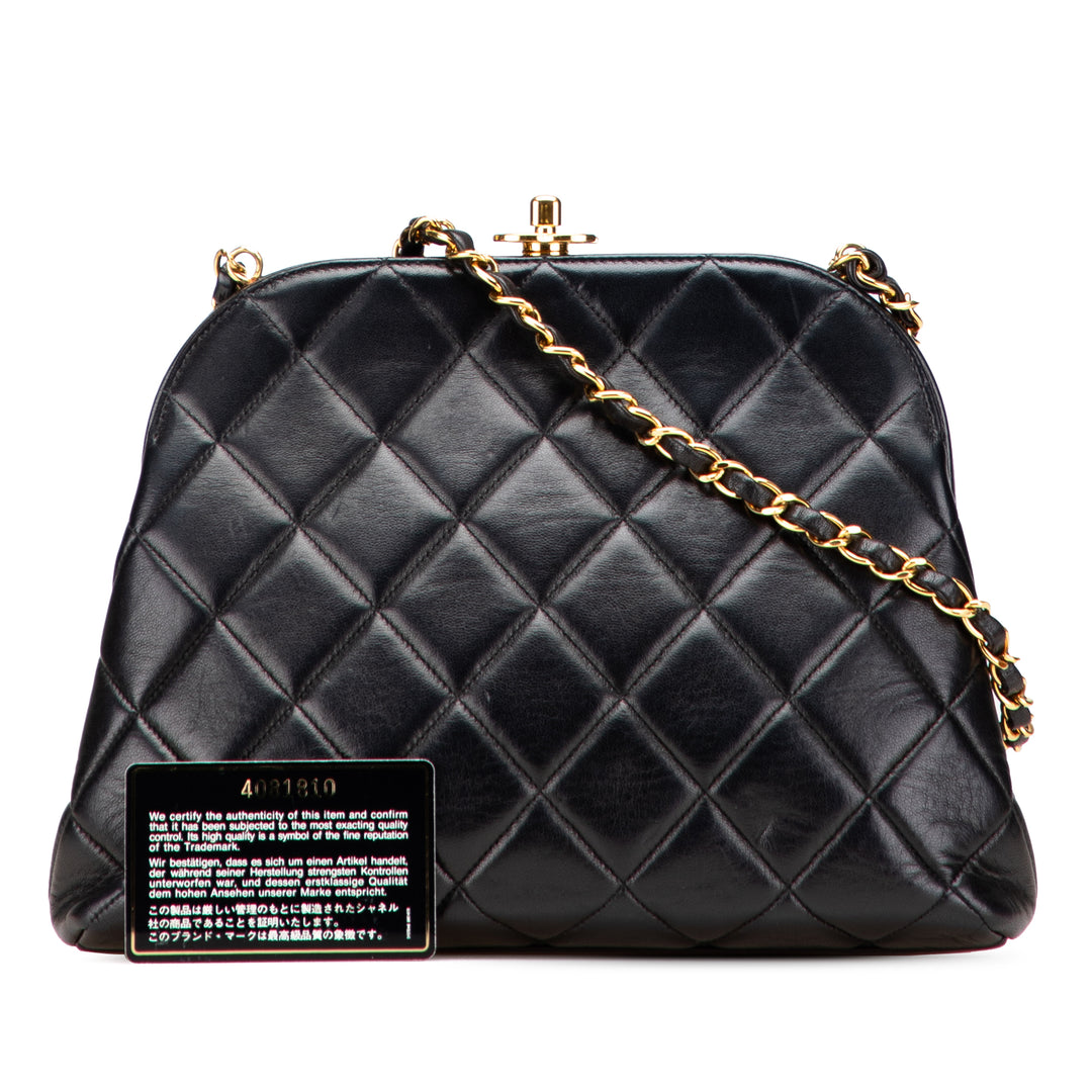 Quilted Lambskin Frame Chain Crossbody Black - Gaby Paris