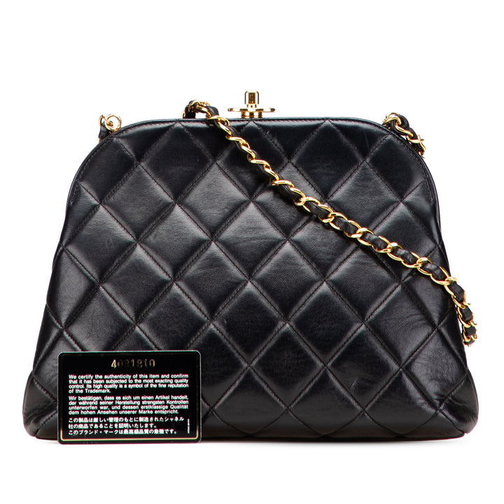 Quilted Lambskin Frame Chain Crossbody Black - Gaby Paris