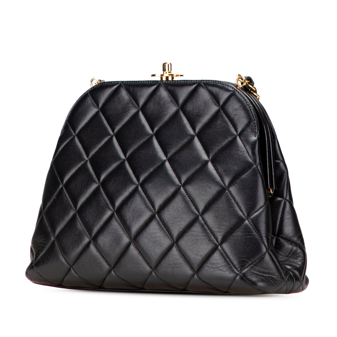 Quilted Lambskin Frame Chain Crossbody Black - Gaby Paris