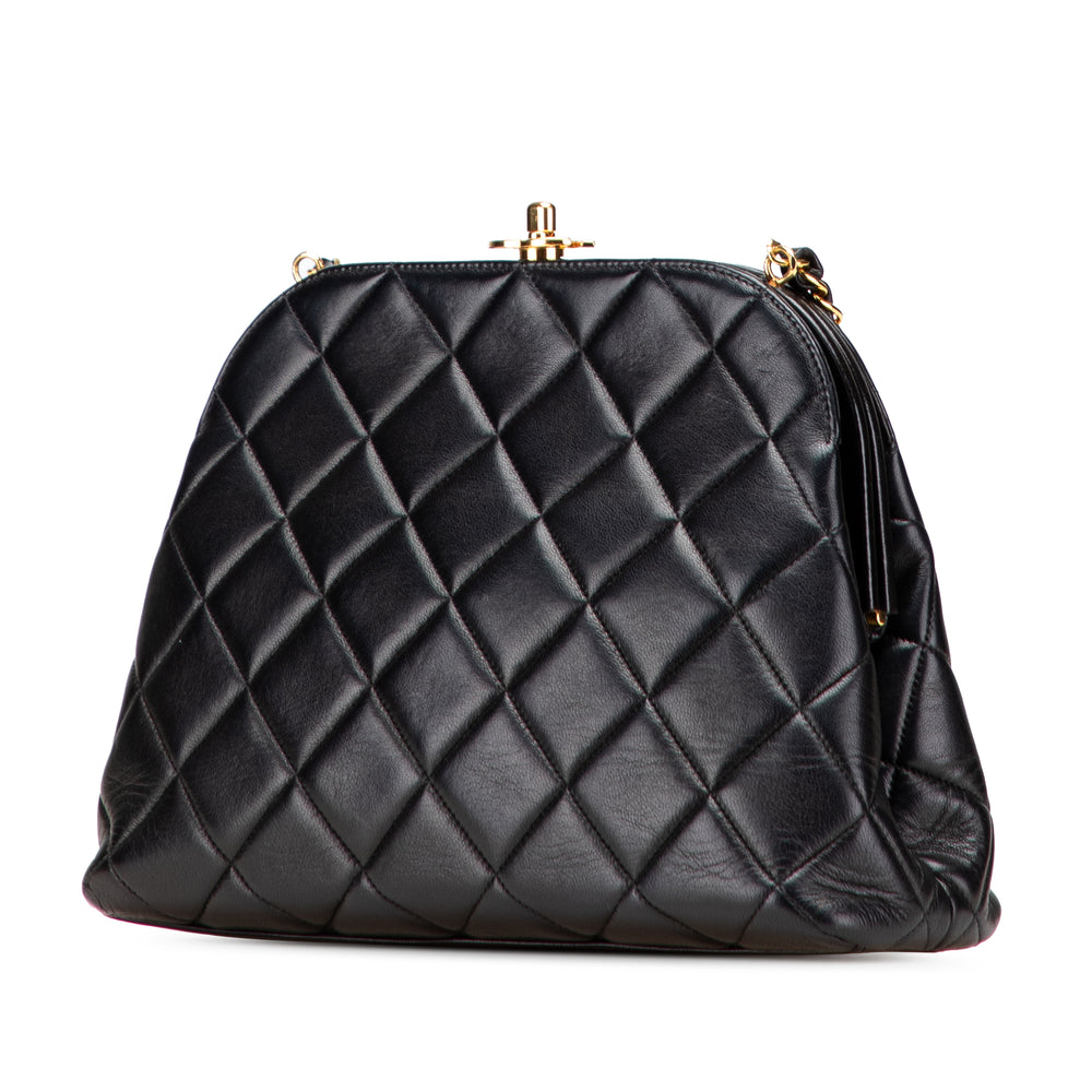 Quilted Lambskin Frame Chain Crossbody Black - Gaby Paris