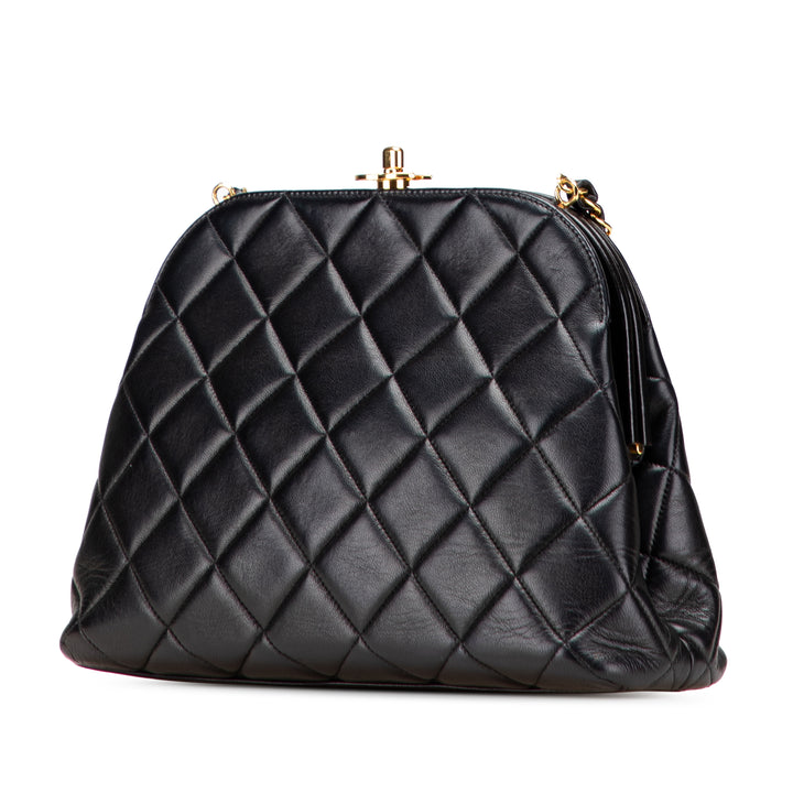 Quilted Lambskin Frame Chain Crossbody Black - Gaby Paris