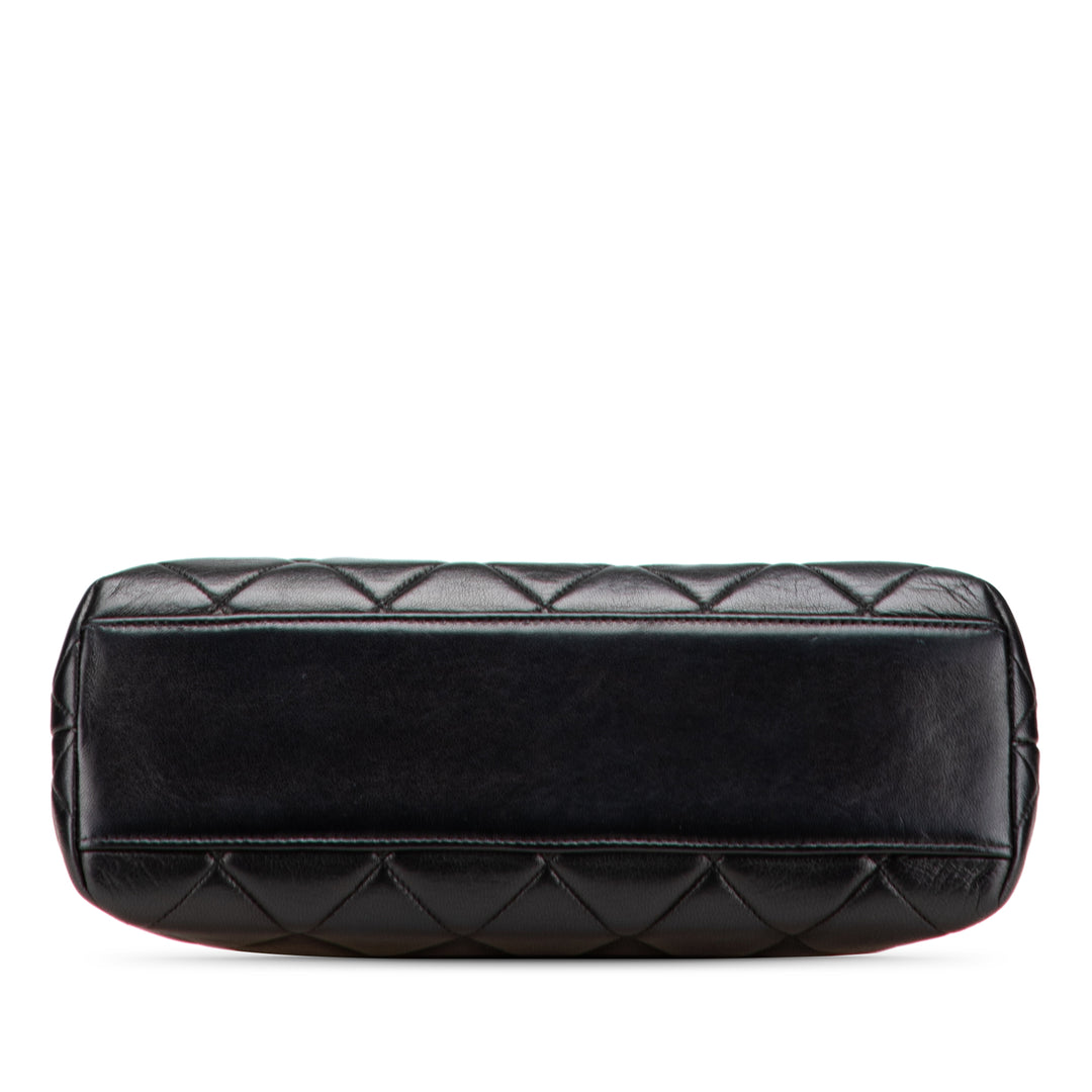 Quilted Lambskin Frame Chain Crossbody Black - Gaby Paris