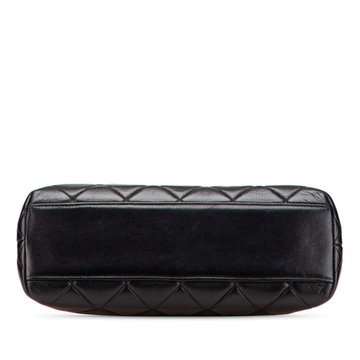 Quilted Lambskin Frame Chain Crossbody Black - Gaby Paris