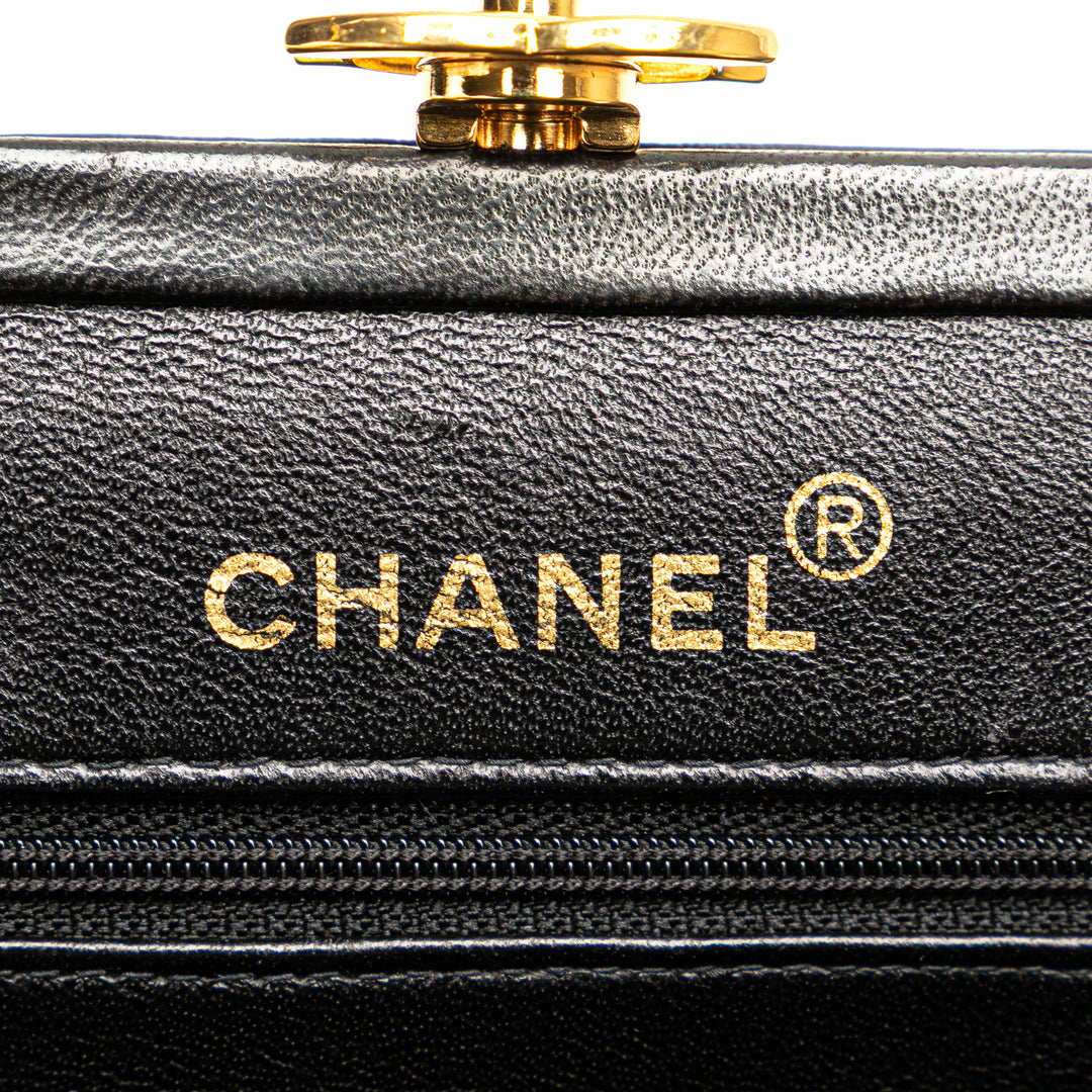 Quilted Lambskin Frame Chain Crossbody Black - Gaby Paris