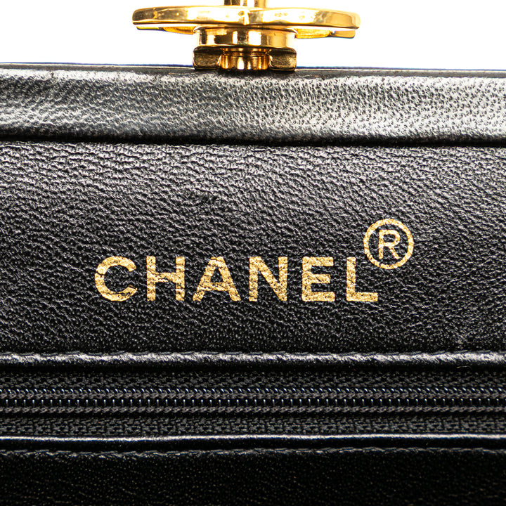 Quilted Lambskin Frame Chain Crossbody Black - Gaby Paris