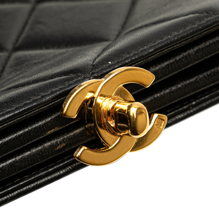 Quilted Lambskin Frame Chain Crossbody Black - Gaby Paris