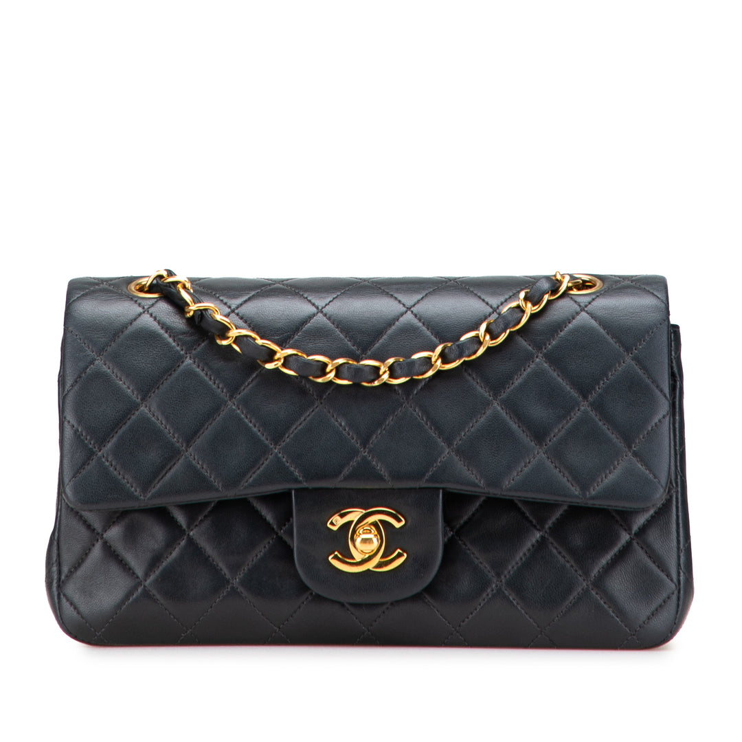 Small Classic Lambskin Double Flap Black - Gaby Paris