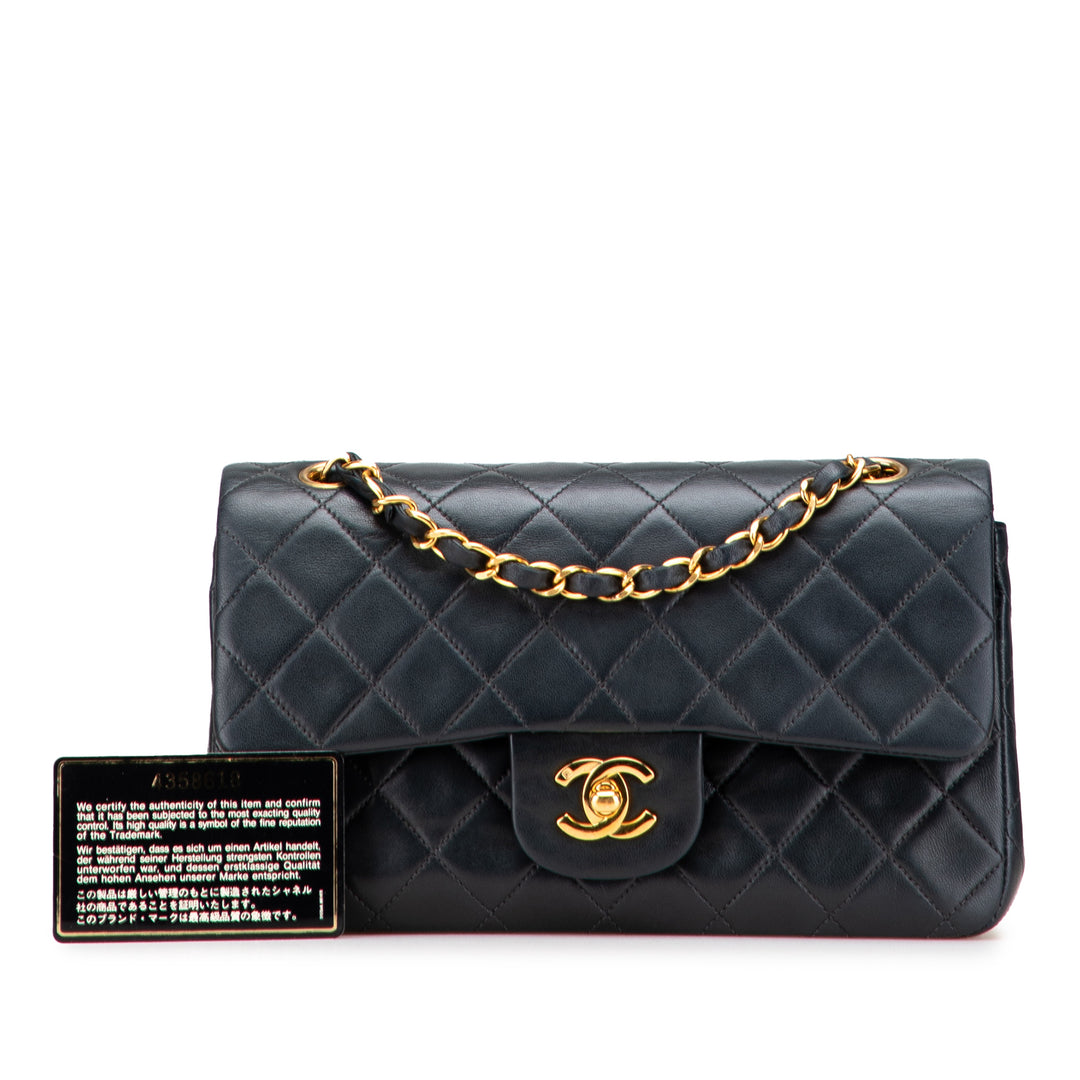 Small Classic Lambskin Double Flap Black - Gaby Paris