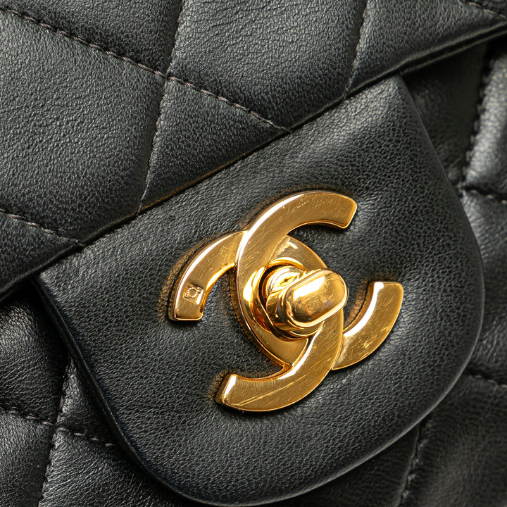 Small Classic Lambskin Double Flap Black - Gaby Paris