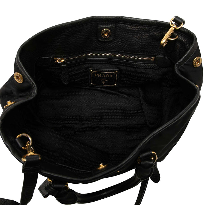 Vitello Daino à finitions Sac Tessuto Noir