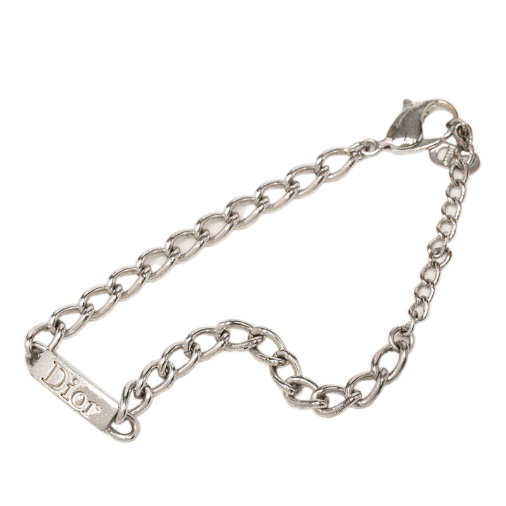Dior Brass Logo Chaîne Link Bracelet Argenté