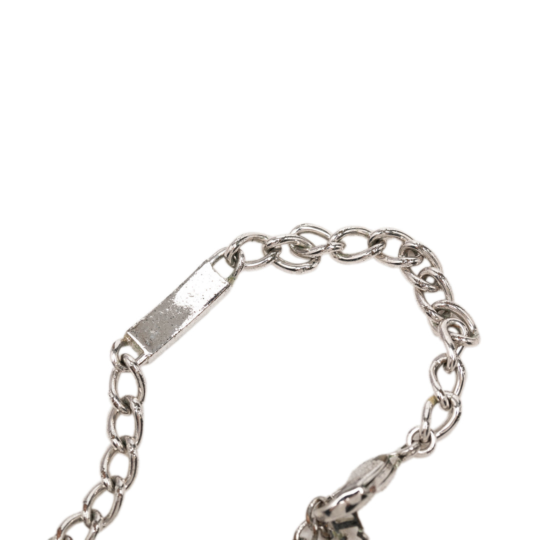 Dior Brass Logo Chaîne Link Bracelet Argenté
