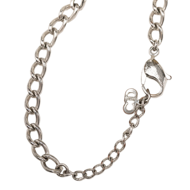 Dior Brass Logo Chaîne Link Bracelet Argenté