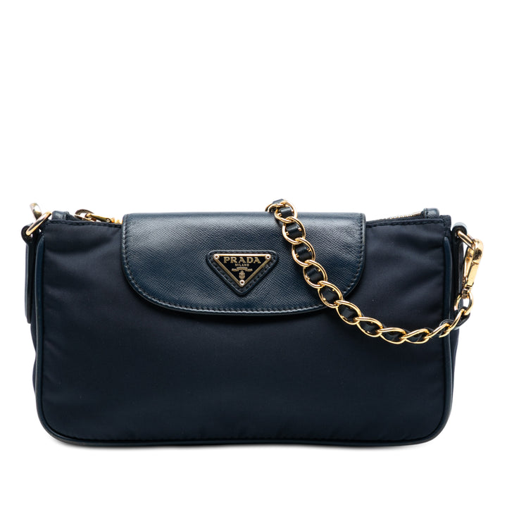 Prada Saffiano à finitions Tessuto Chain Sac porté croisé