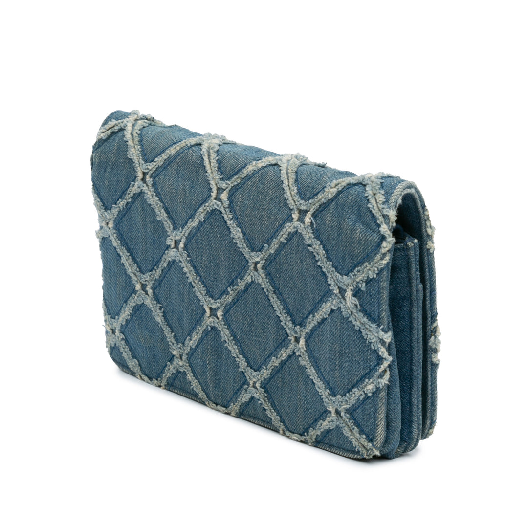 Frayed Denim Wallet On Chain Blue - Gaby Paris