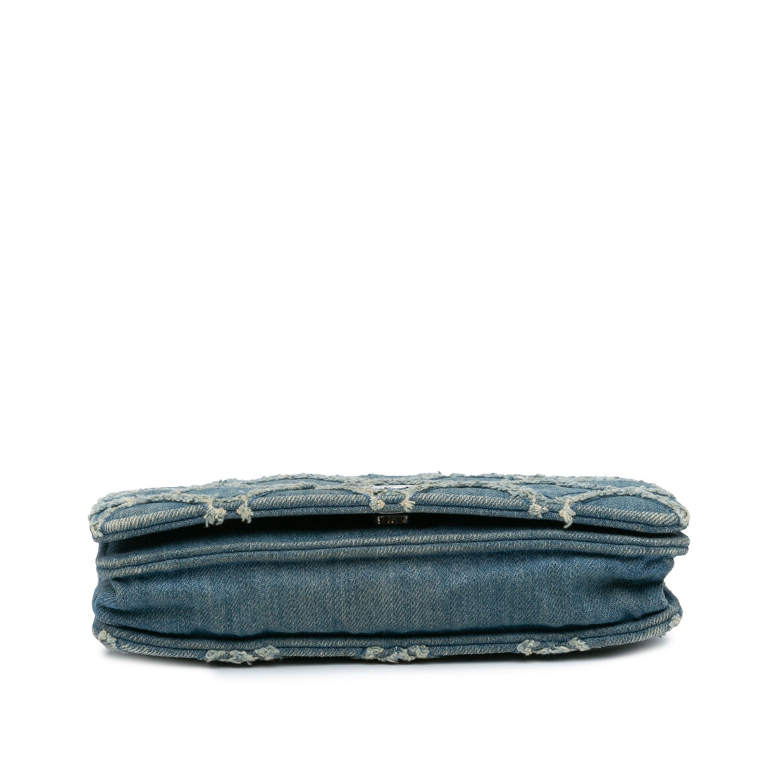 Frayed Denim Wallet On Chain Blue - Gaby Paris