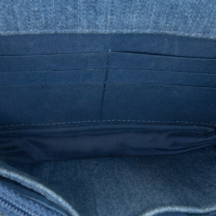 Frayed Denim Wallet On Chain Blue - Gaby Paris