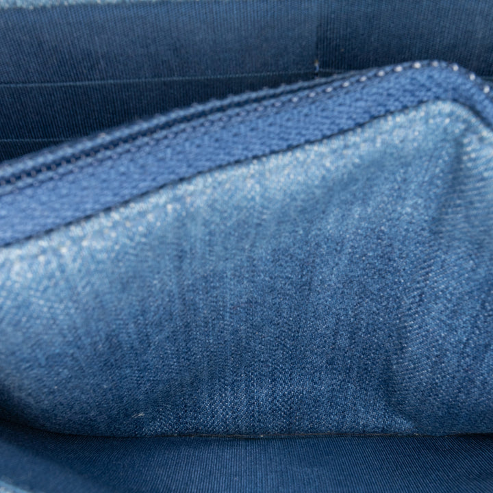 Frayed Denim Wallet On Chain Blue - Gaby Paris
