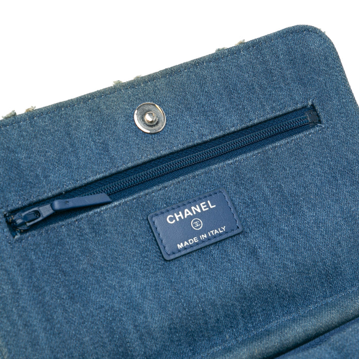 Frayed Denim Wallet On Chain Blue - Gaby Paris