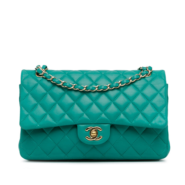 Medium Classic Lambskin Double Flap Blue - Gaby Paris