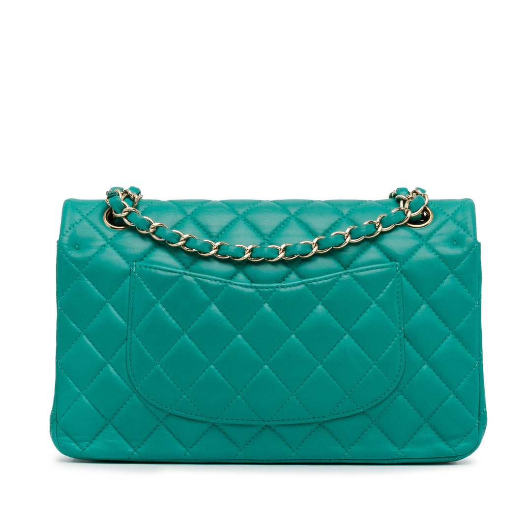 Medium Classic Lambskin Double Flap Blue - Gaby Paris