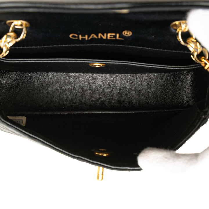 CC Quilted Satin Bijoux Chain Single Flap Black - Gaby Paris