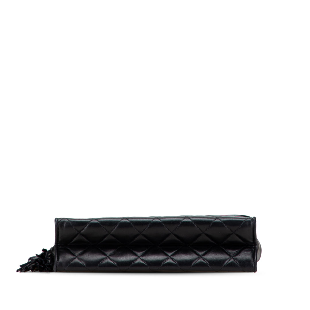 Quilted Lambskin Tassel Flap Black - Gaby Paris