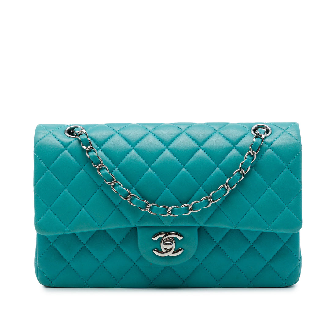 Chanel Classic Double rabat Moyen Cuir d'agneau Bleu – vue principale – GABY PARIS
