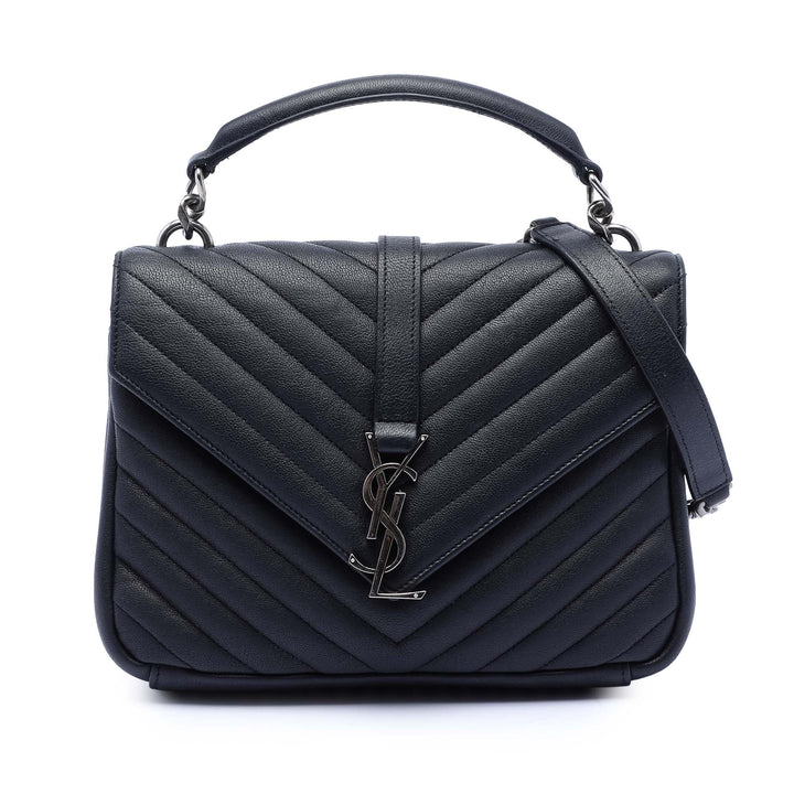 Saint Laurent Medium Chevron Sheepskin Monogram College Sac