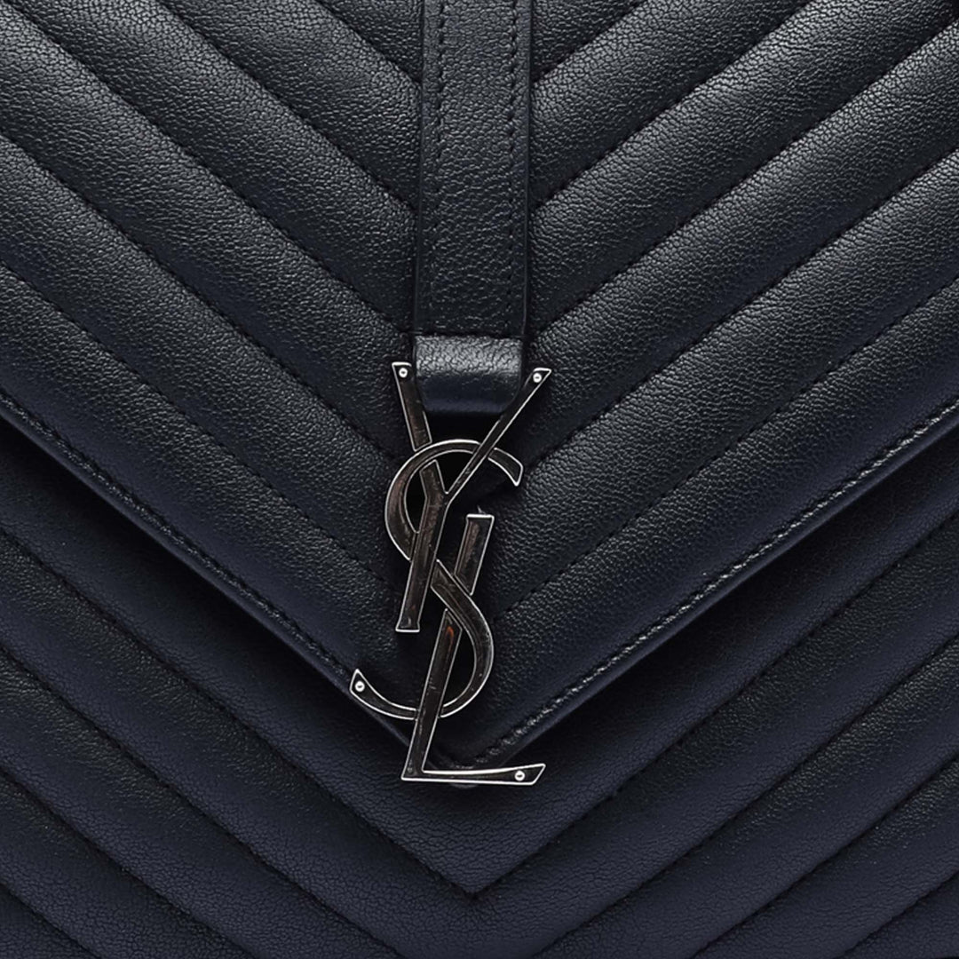 Saint Laurent Medium Chevron Sheepskin Monogram College Sac