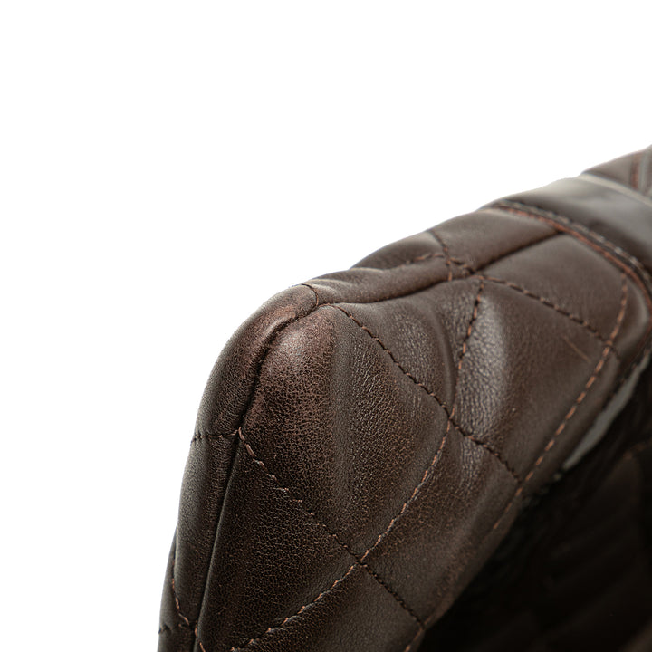 Lambskin Cambon Ligne Flat Tote Brown - Gaby Paris